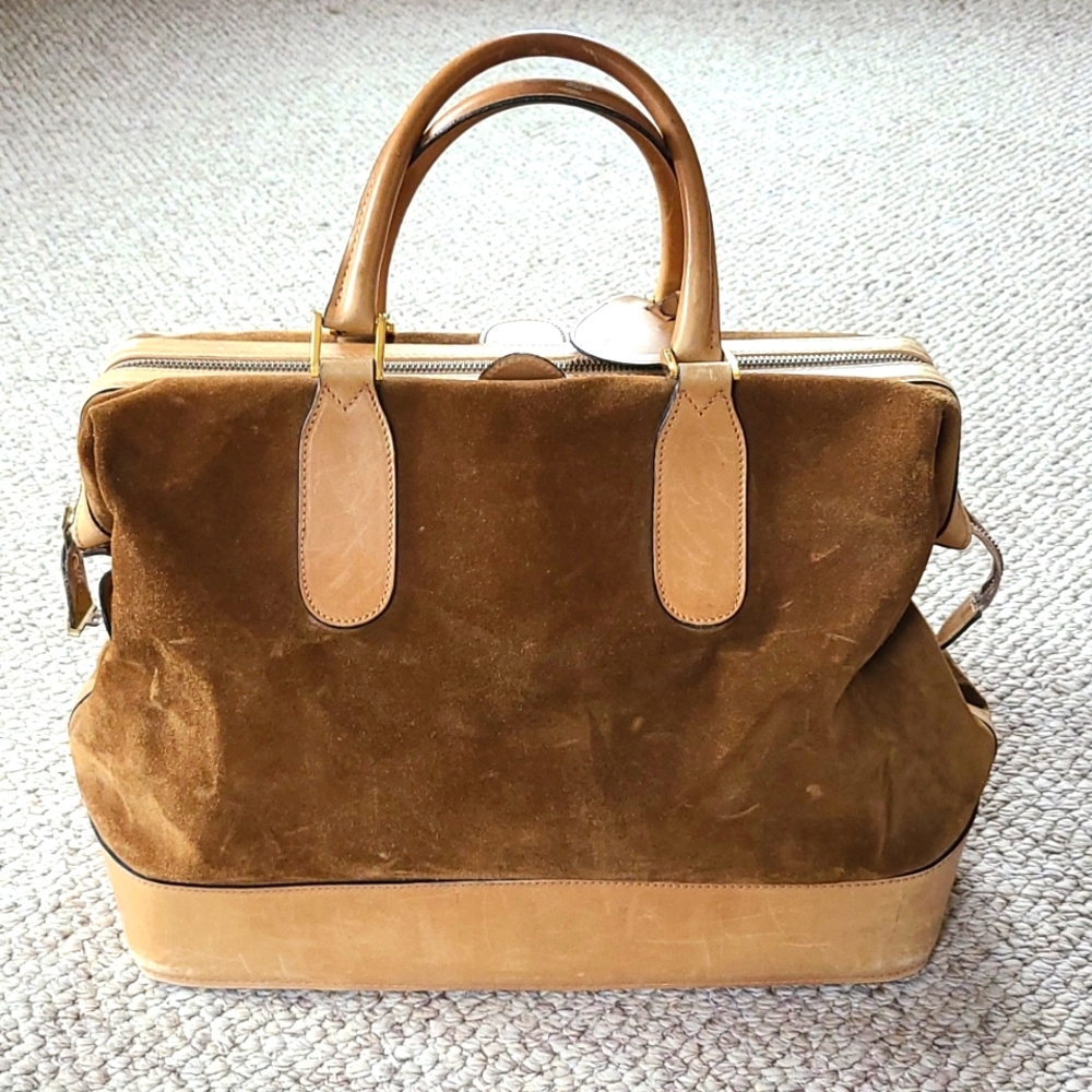 GUCCI suede travel bag, vintage, large rectangular satchel, rare - Picture 1 of 16